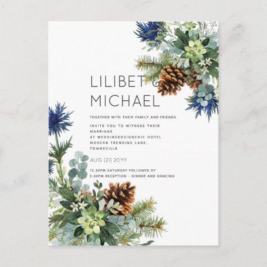 BUDGET Winter Blue Thistle Weddenschap Briefkaart (Voorkant)