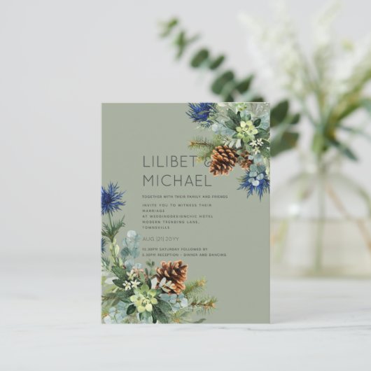 BUDGET Winter Blue Thistle Weddenschap Briefkaart (Staand voorkant)