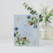 BUDGET Winter Blue Thistle Wedding Invites (Staand voorkant)