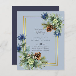 BUDGET Winter Blue Thistle Wedding Invites