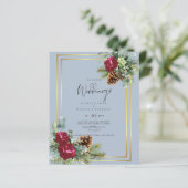 BUDGET Winter Blue Thistle Wedding Invites (Staand voorkant)