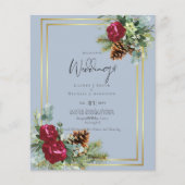 BUDGET Winter Blue Thistle Wedding Invites (Voorkant)