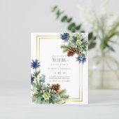 BUDGET Winter Blue Thistle Wedding Invites (Staand voorkant)