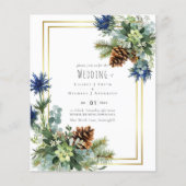 BUDGET Winter Blue Thistle Wedding Invites (Voorkant)