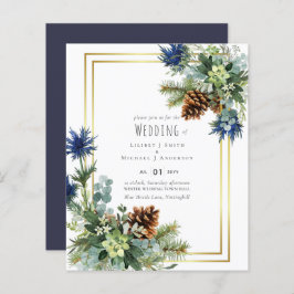 BUDGET Winter Blue Thistle Wedding Invites