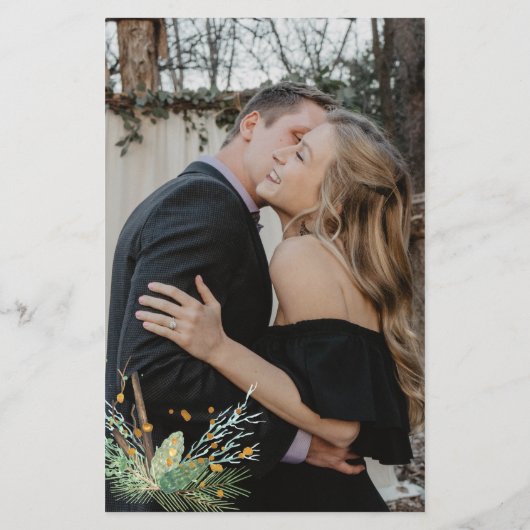 Budget winter bos FOTO bruiloft save the date Flyer (Achterkant)