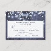 Budget winter bruiloft marine witte sneeuwvlokken informatiekaartje (Voorkant)