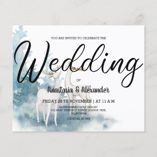 Budget Winter bruiloft uitnodiging. Flyer (Voorkant)