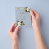 BUDGET Winter Bruiloft Witte Rozen Goud Stof Blauw Flyer (Hand)