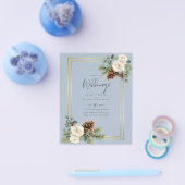 BUDGET Winter Bruiloft Witte Rozen Goud Stof Blauw Flyer (Enkel)