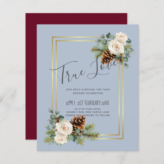 BUDGET Winter bruiloft witte rozen goud stoffig bl (Voorkant / Achterkant)