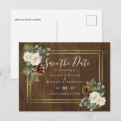 BUDGET Winter bruiloft witte rozen goud stoffig bl Briefkaart (Voorkant / Achterkant)