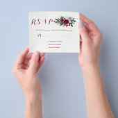 Budget winter burgundy floral bruiloft rsvp FLYER (Hand)