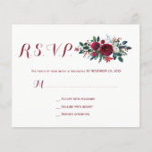 Budget winter burgundy floral bruiloft rsvp FLYER (Voorkant)