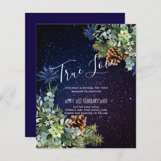 BUDGET Winter Eucalyptus Pine Cones Weddenschap (Voorkant / Achterkant)