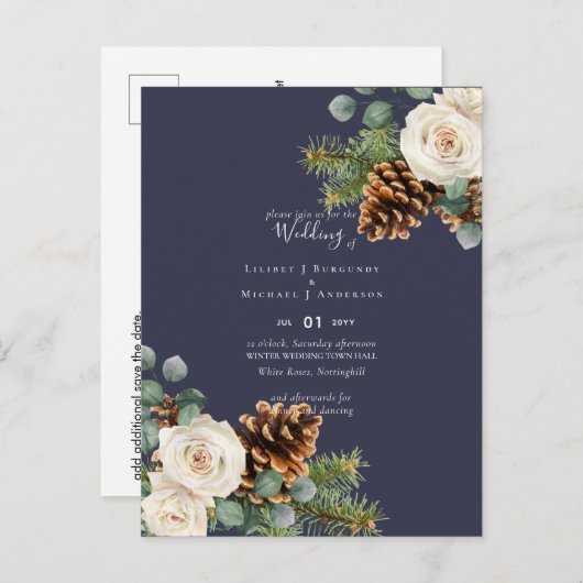 BUDGET Winter Eucalyptus Pine Cones Weddenschap Briefkaart (Voorkant / Achterkant)