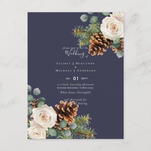 BUDGET Winter Eucalyptus Pine Cones Weddenschap Briefkaart (Voorkant)