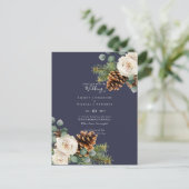 BUDGET Winter Eucalyptus Pine Cones Weddenschap Briefkaart (Staand voorkant)