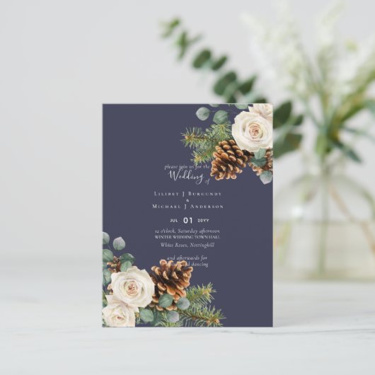 BUDGET Winter Eucalyptus Pine Cones Weddenschap Briefkaart (Staand voorkant)