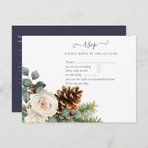 BUDGET Winter Eucalyptus Pine Cones Weddenschap Briefkaart
