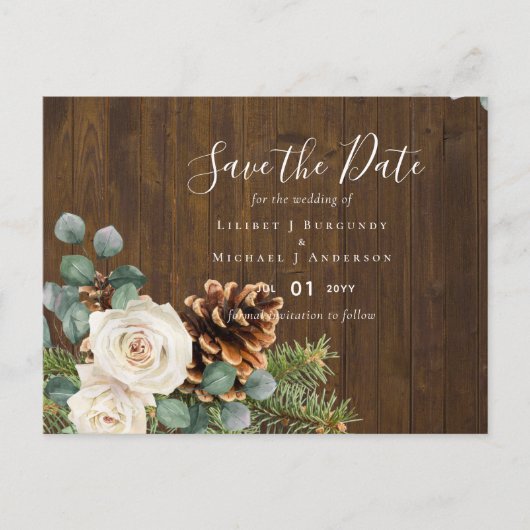BUDGET Winter Eucalyptus Pine Cones Weddenschap Briefkaart (Voorkant)