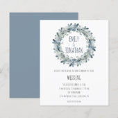 Budget Winter Floral Blauwgroen Wreath Wedding Inv (Voorkant / Achterkant)