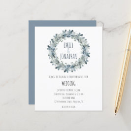 Budget Winter Floral Blauwgroen Wreath Wedding Inv