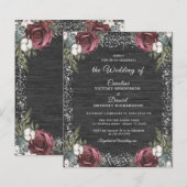 Budget Winter Floral Burgundy Wedding Flyer (Voorkant / Achterkant)