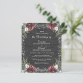 Budget Winter Floral Burgundy Wedding Flyer (Staand voorkant)
