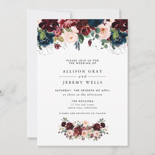 Budget Winter Floral Wedding Invitation Flyer Kaart (Voorkant)