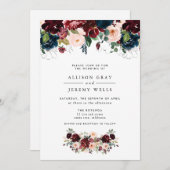 Budget Winter Floral Wedding Invitation Flyer Kaart (Voorkant / Achterkant)