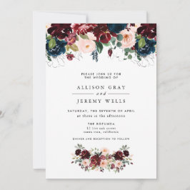 Budget Winter Floral Wedding Invitation Flyer Kaart