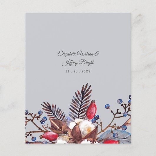 Budget Winter Florals Arched Wedding Uitnodiging (Achterkant)
