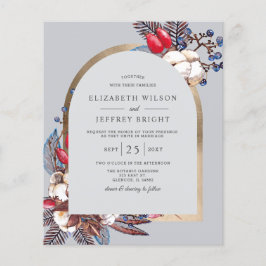 Budget Winter Florals Arched Wedding Uitnodiging