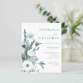 Budget Winter Florals Blauwgroen QR Code Weduwen u (Staand voorkant)