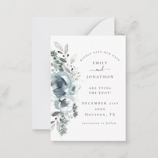 Budget Winter Florals Weduwschap Datum Mini Notitiekaartje (Voorkant)