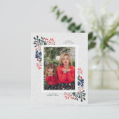 Budget Winter Flowers Snow-kerstfotokaart (Staand voorkant)