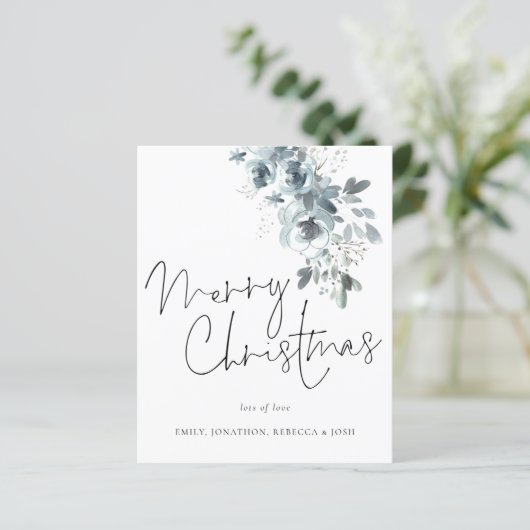 Budget Winter Foliage Merry Kerstmis Kaart (Staand voorkant)