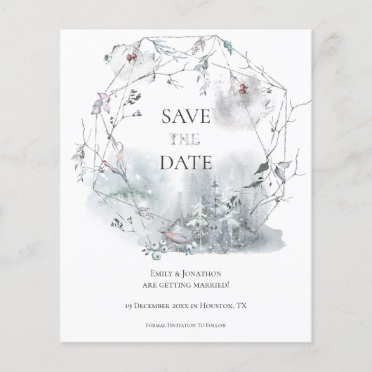 Budget Winter Foliage Wedding Save the Date (Voorkant)