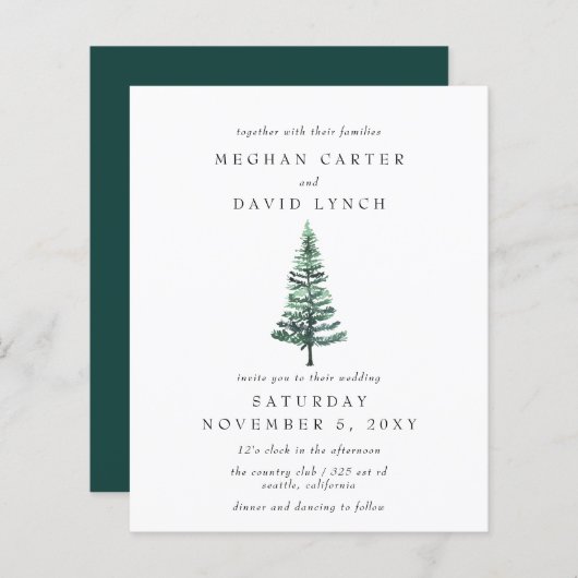 Budget Winter Forest Pine Wedding (Voorkant / Achterkant)