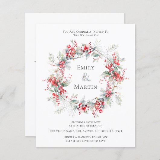 Budget Winter gebladerte bessen krans bruiloft (Voorkant / Achterkant)