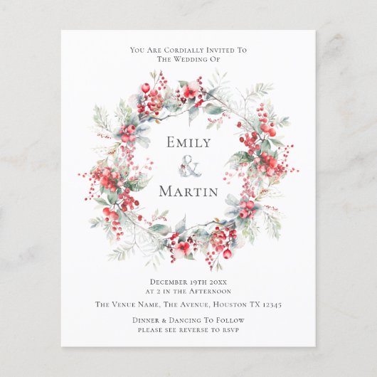 Budget Winter gebladerte bessen krans bruiloft (Voorkant)