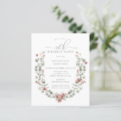 Budget Winter Greenery Rode Bloemen 90ste Verjaard (Staand voorkant)