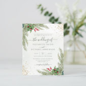 Budget Winter Holiday Greenery Wedding Uitnodiging (Staand voorkant)