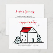 Budget Winter House Real Estate Holiday Card (Voorkant / Achterkant)
