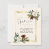 BUDGET Winter Huwelijk Witte Rozen Goud Stof Blauw (Voorkant)