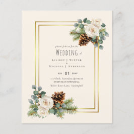 BUDGET Winter Huwelijk Witte Rozen Goud Stof Blauw Flyer