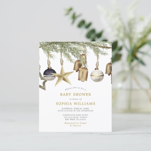 Budget Winter Kerst Baby shower Uitnodiging (Staand voorkant)