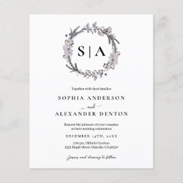 Budget Winter Krans Foto QR code bruiloft uitnodig