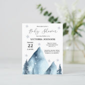 Budget Winter Mountain Baby shower Uitnodiging (Staand voorkant)